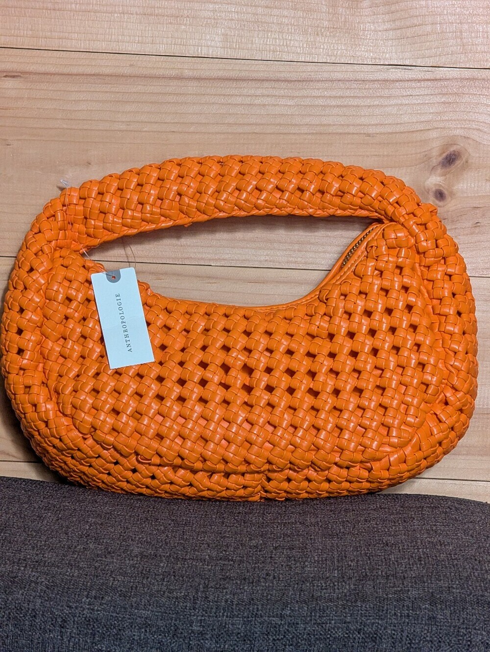 Anthropologie Bright Orange Woven Bag * NWT